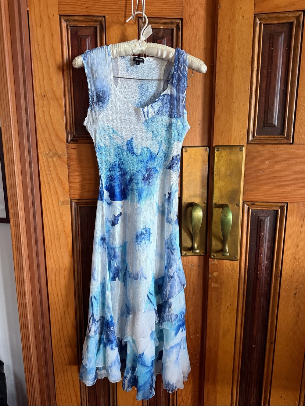 Komarov Blue & White Watercolor Midi Dress